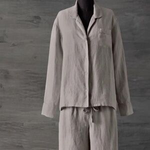 RH Restoration Hardware Grey 100% Linen Pajama Pants SZ M